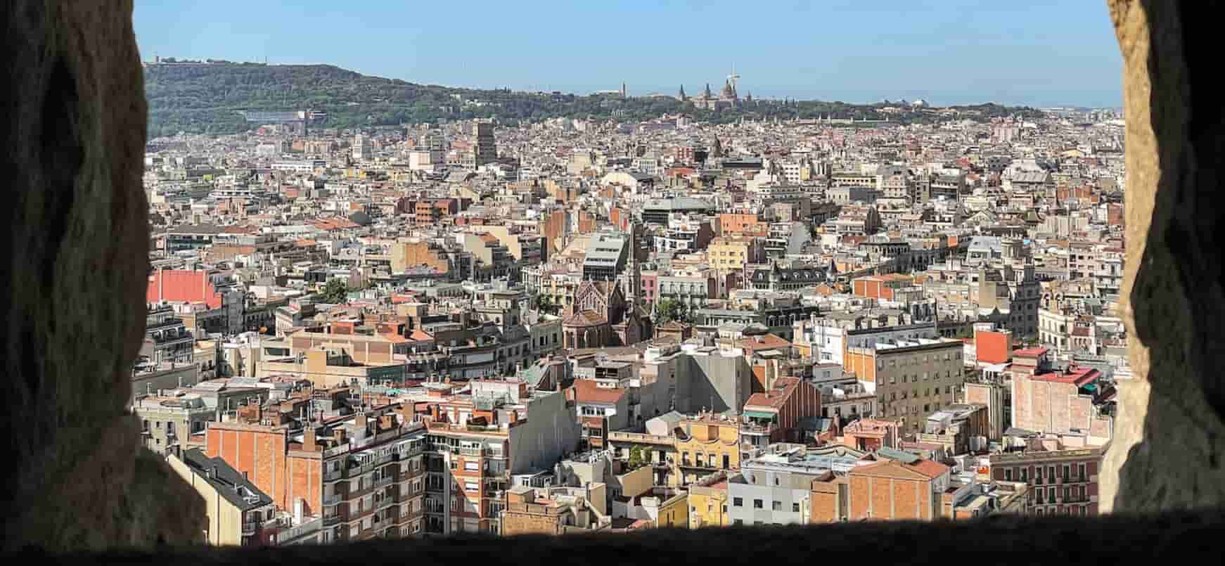 Panoramic view Barcelona from Passion Tower